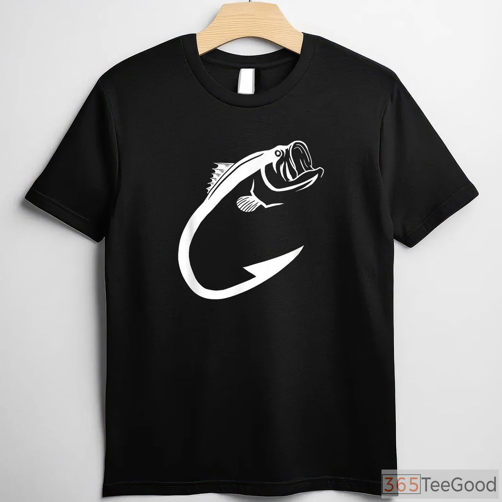 Minimalist Fish Hook Graphic Tee - Modern Aesthetic Fishing Lover Gift