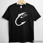 Minimalist Fish Hook Graphic Tee - Modern Aesthetic Fishing Lover Gift