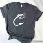 Minimalist Fish Hook Graphic Tee - Modern Aesthetic Fishing Lover Gift