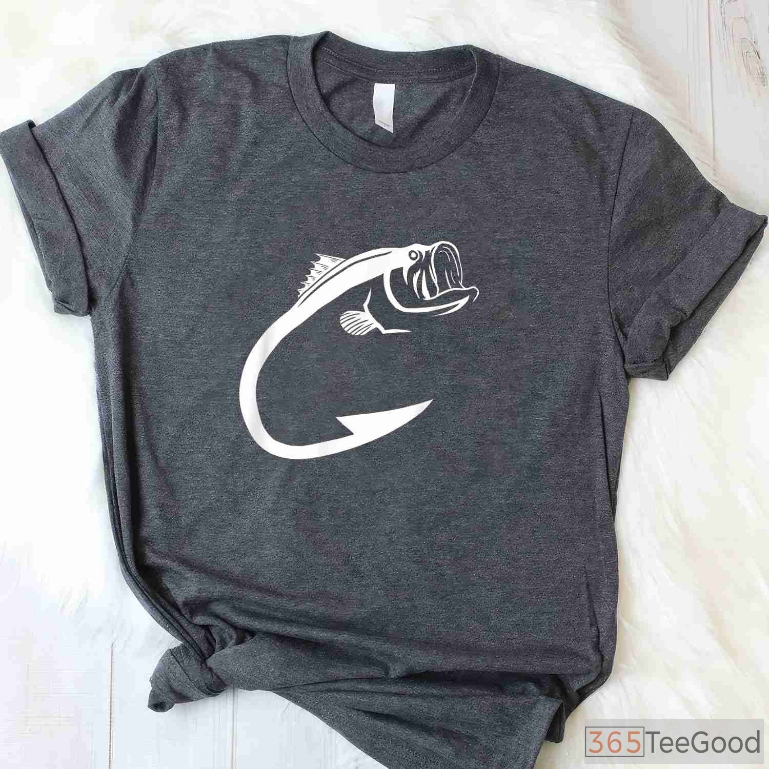 Minimalist Fish Hook Graphic Tee - Modern Aesthetic Fishing Lover Gift
