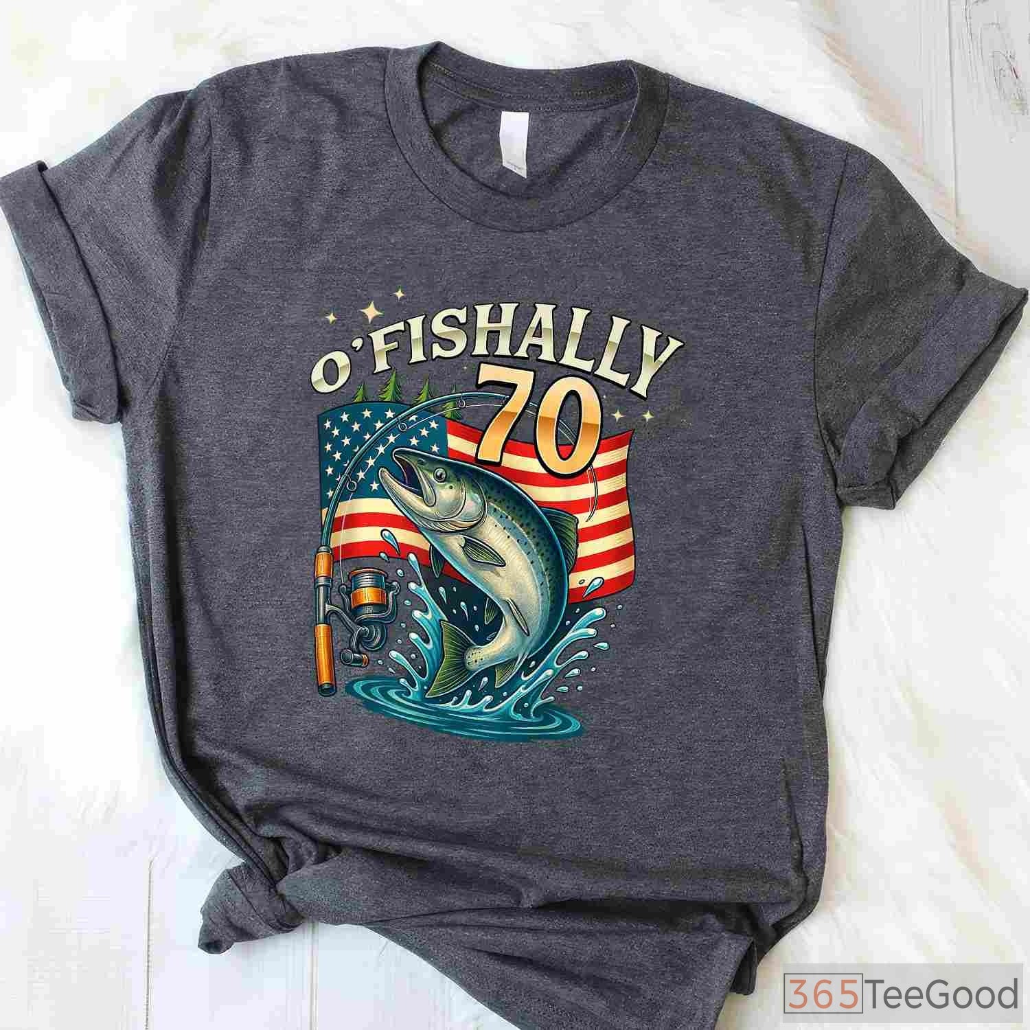 O'fishally 70 Years Old Fishing Shirt, Funny 70th Birthday Gift for Fishermen
