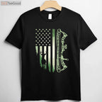 Patriotic American Flag Bowhunting Shirt, USA Archery and Deer Hunting Tee