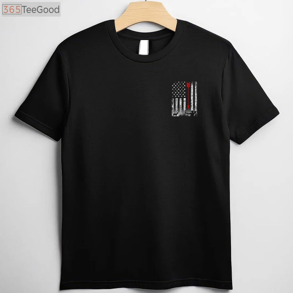 Patriotic USA Flag Bowhunting Shirt, Archery Lover Bow Hunter Graphic Tee