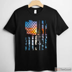 Patriotic US Flag American Fishing Shirt, Vintage USA Fisherman Graphic Tee