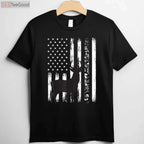 Patriotic Deer Hunting Graphic Tee, USA American Flag Camo Hunter Shirt
