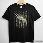 Patriotic American Flag Camo Bass Fishing Shirt - Tactical Outdoorsman Apparel