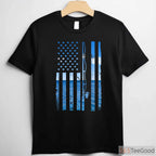 Patriotic USA American Flag Fishing Shirt - Retro Bass Angler Graphic Tee