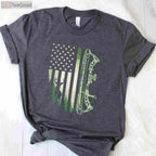 Patriotic American Flag Bowhunting Shirt, USA Archery and Deer Hunting Tee
