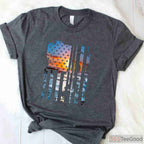 Patriotic US Flag American Fishing Shirt, Vintage USA Fisherman Graphic Tee