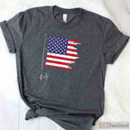 Patriotic 4th of July Fishing Rod American Flag Shirt - Men's Summer Angler Tee