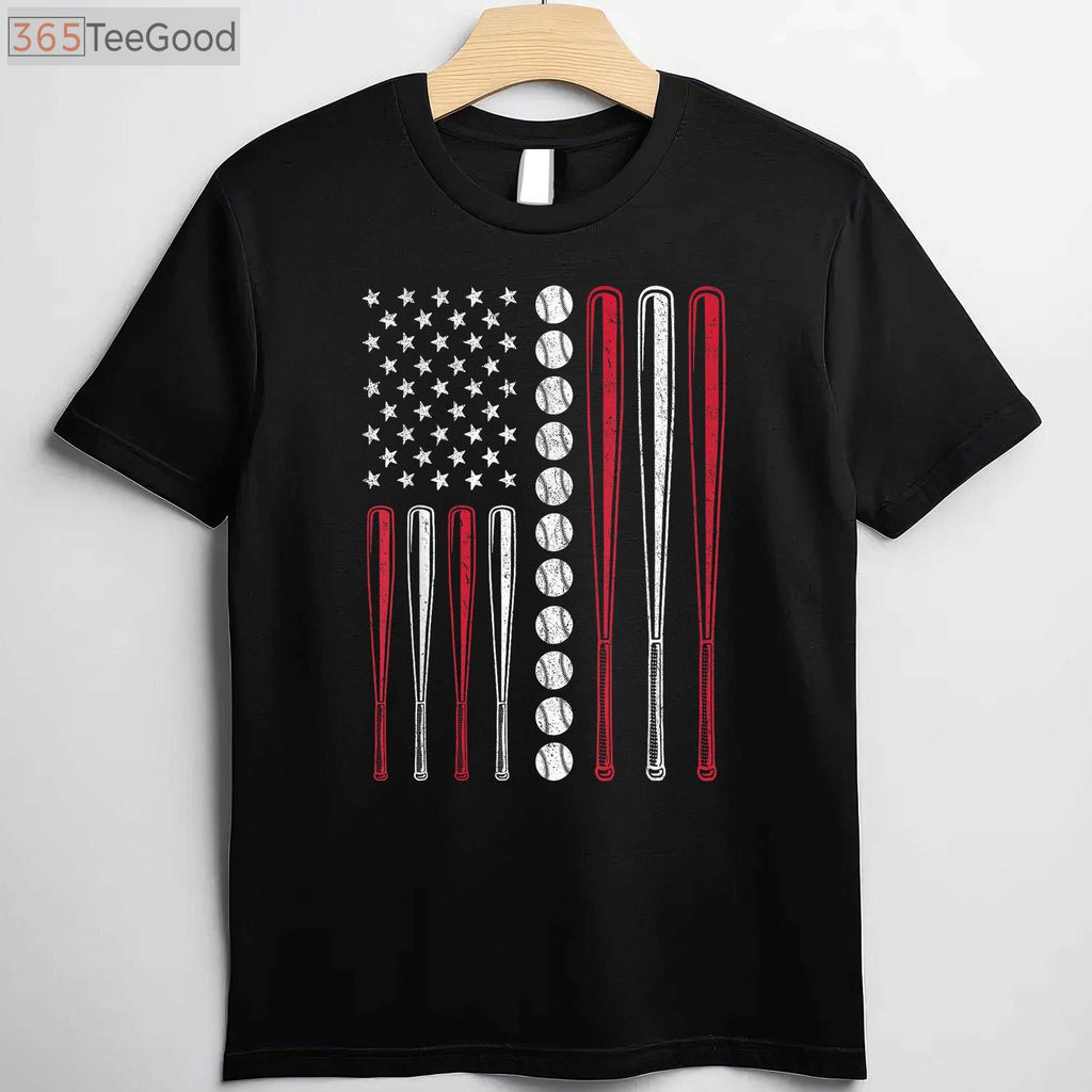 Patriotic Baseball 4th Of July T-Shirt - USA American Flag Sports Tee