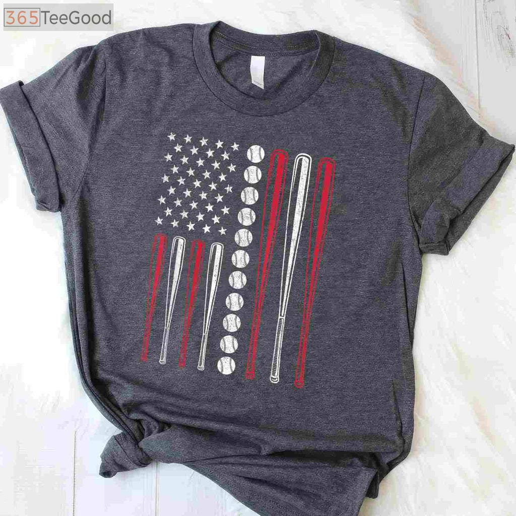 Patriotic Baseball 4th Of July T-Shirt - USA American Flag Sports Tee