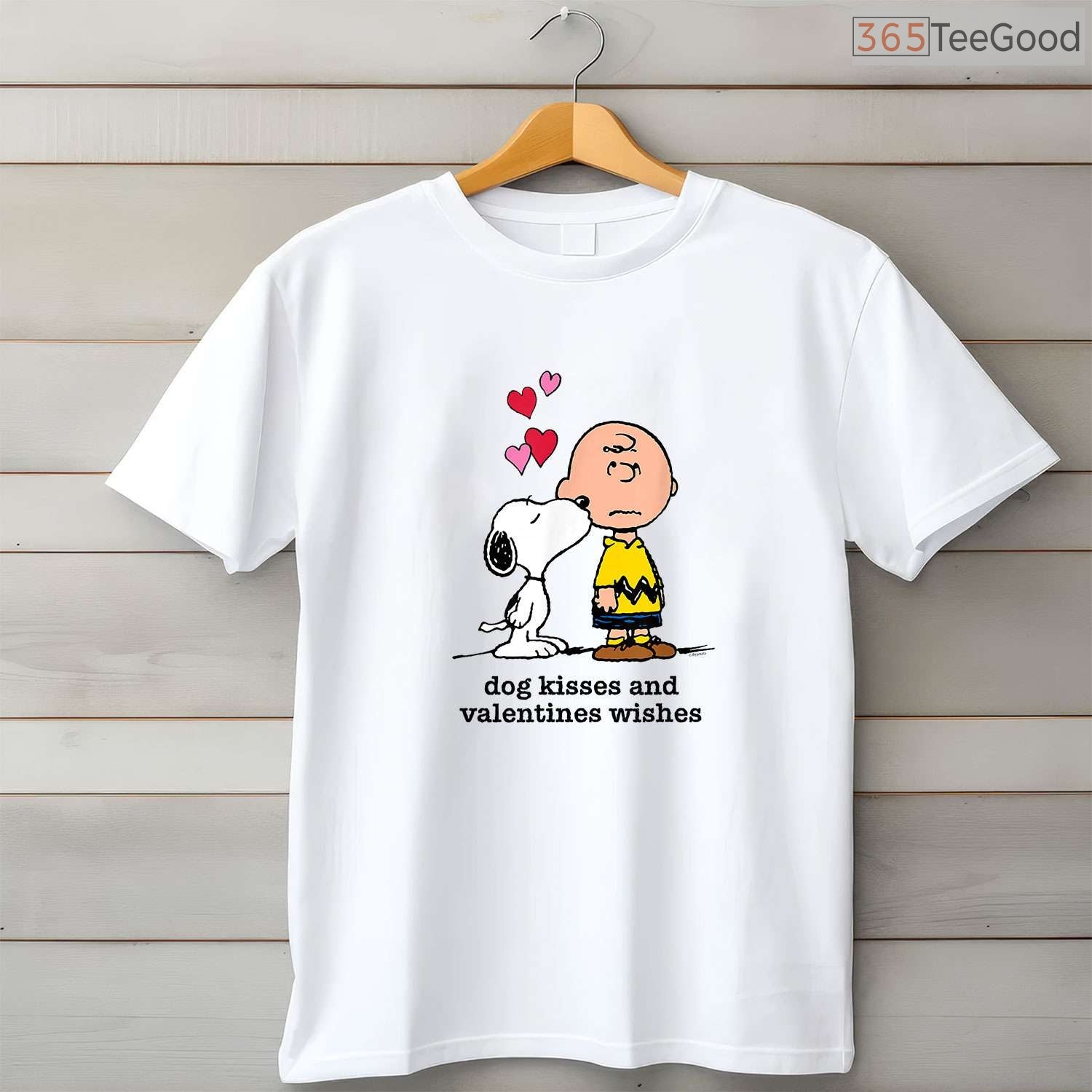 Peanuts Snoopy and Charlie Brown Dog Kisses T-Shirt, Cute Cartoon Valentine Wishes Shirt for Fans