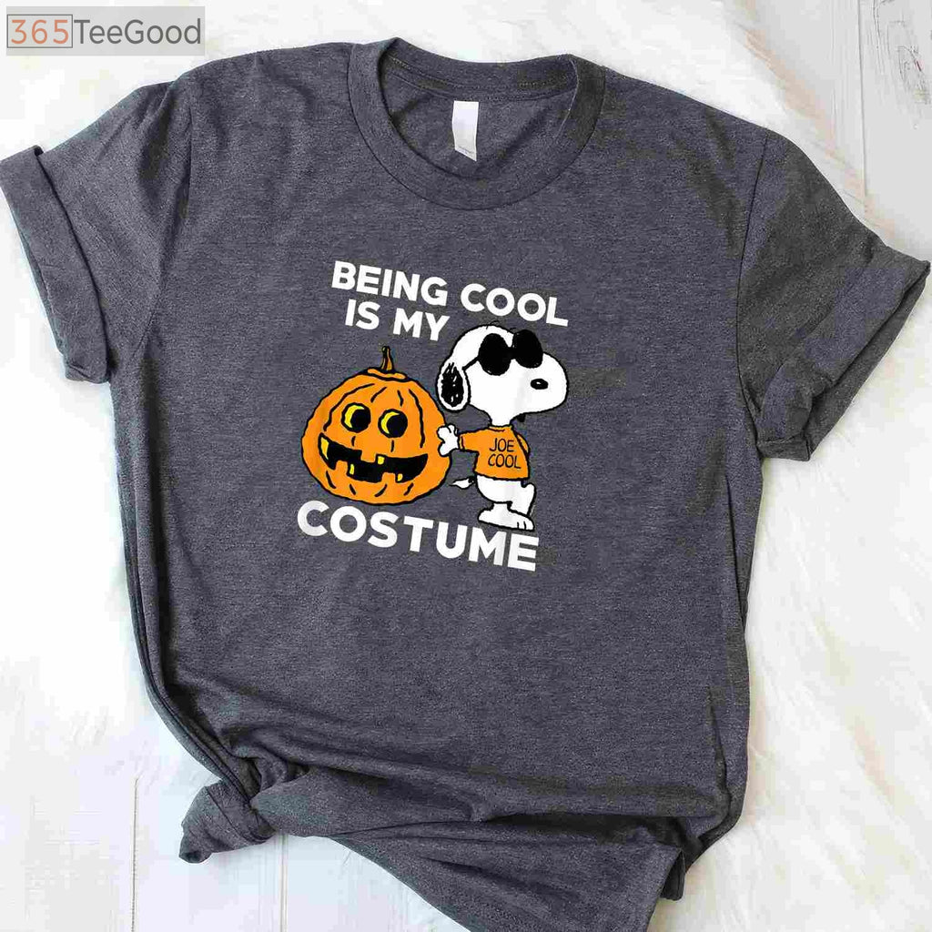Peanuts Snoopy Cool Halloween Costume T-Shirt - Funny Joe Cool Pumpkin Tee