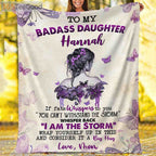 Personalized To My Badass Daughter Sherpa Blanket – Empowering Daughter Gift from Mom and Dad