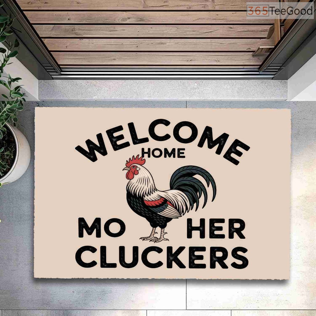 Personalized Funny Rooster Welcome Home Doormat - Rustic Custom Door Decor for Country Living