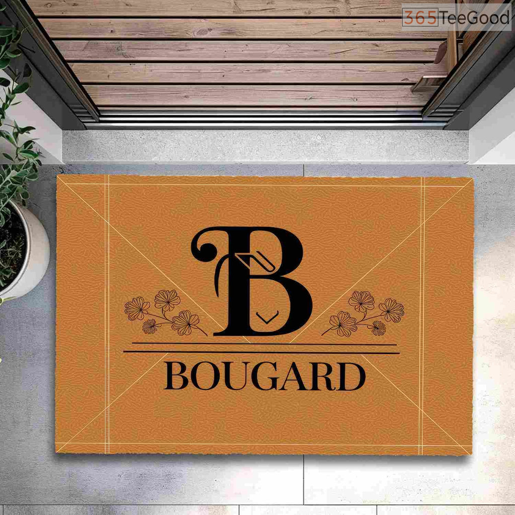 Personalized Initial B Monogram Doormat Custom Text - Classic Front Door Mat for Housewarming