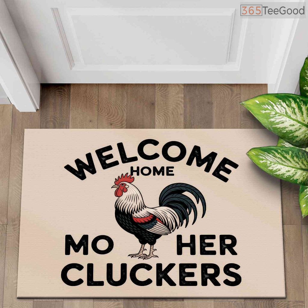 Personalized Funny Rooster Welcome Home Doormat - Rustic Custom Door Decor for Country Living