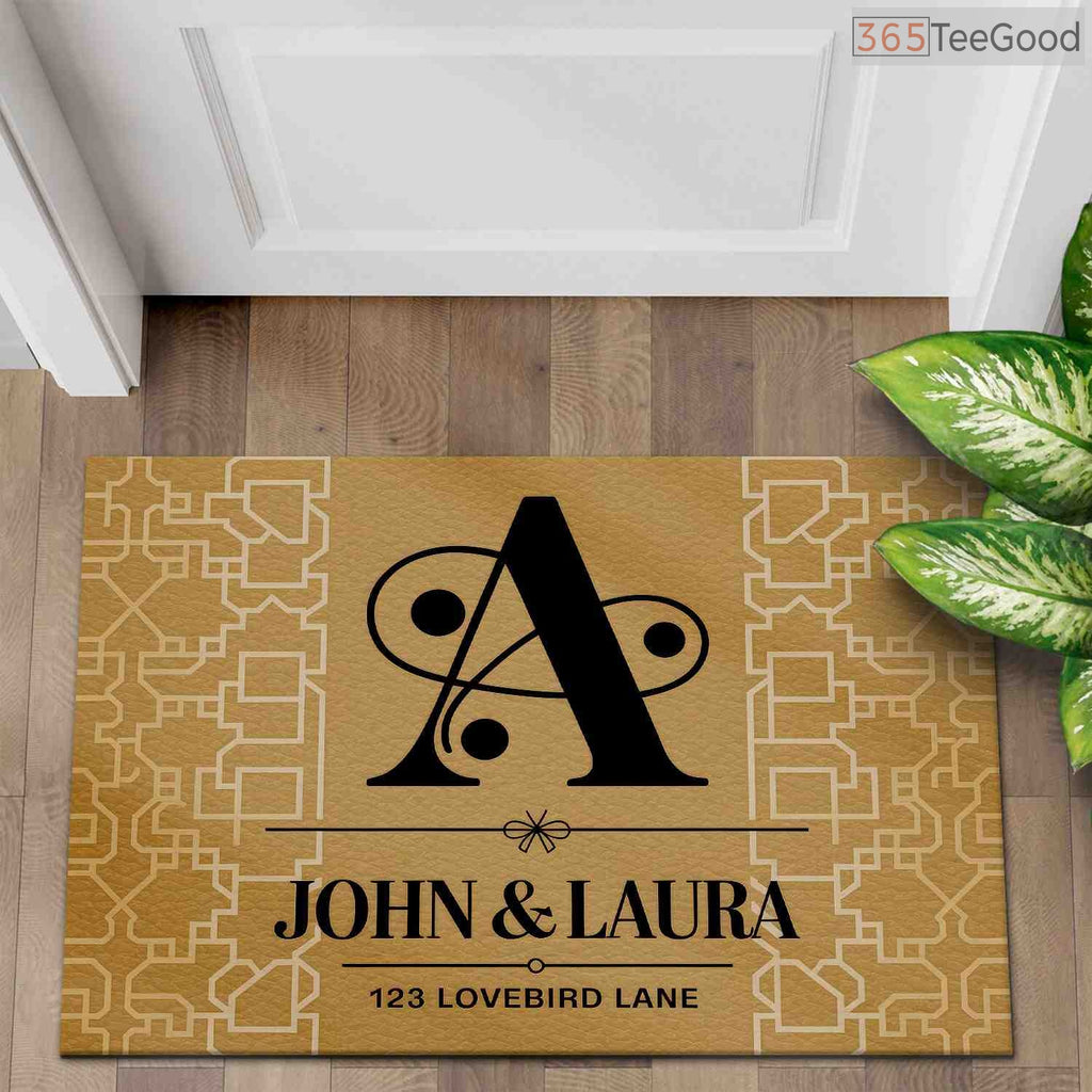 Personalized Initial A Family Doormat Custom Text - Stylish Front Door Decor for Home Entry