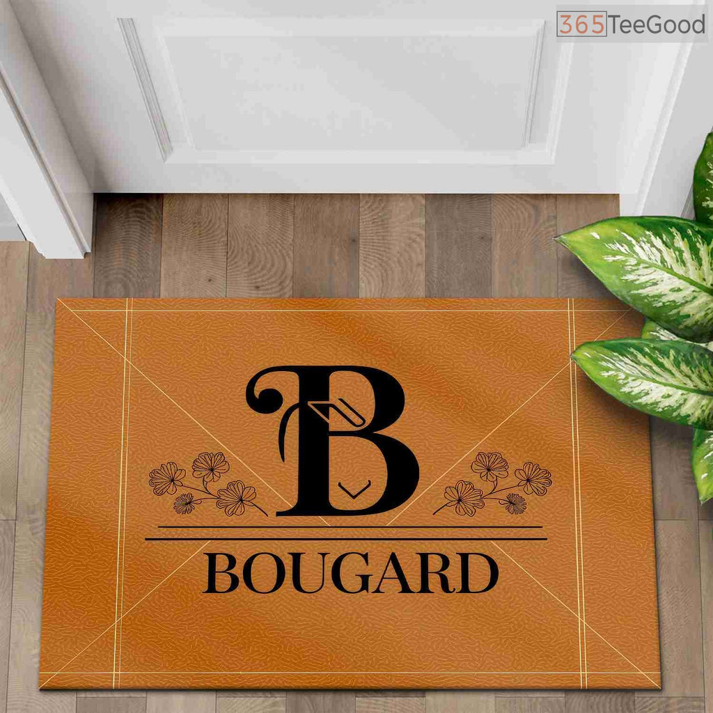 Personalized Initial B Monogram Doormat Custom Text - Classic Front Door Mat for Housewarming