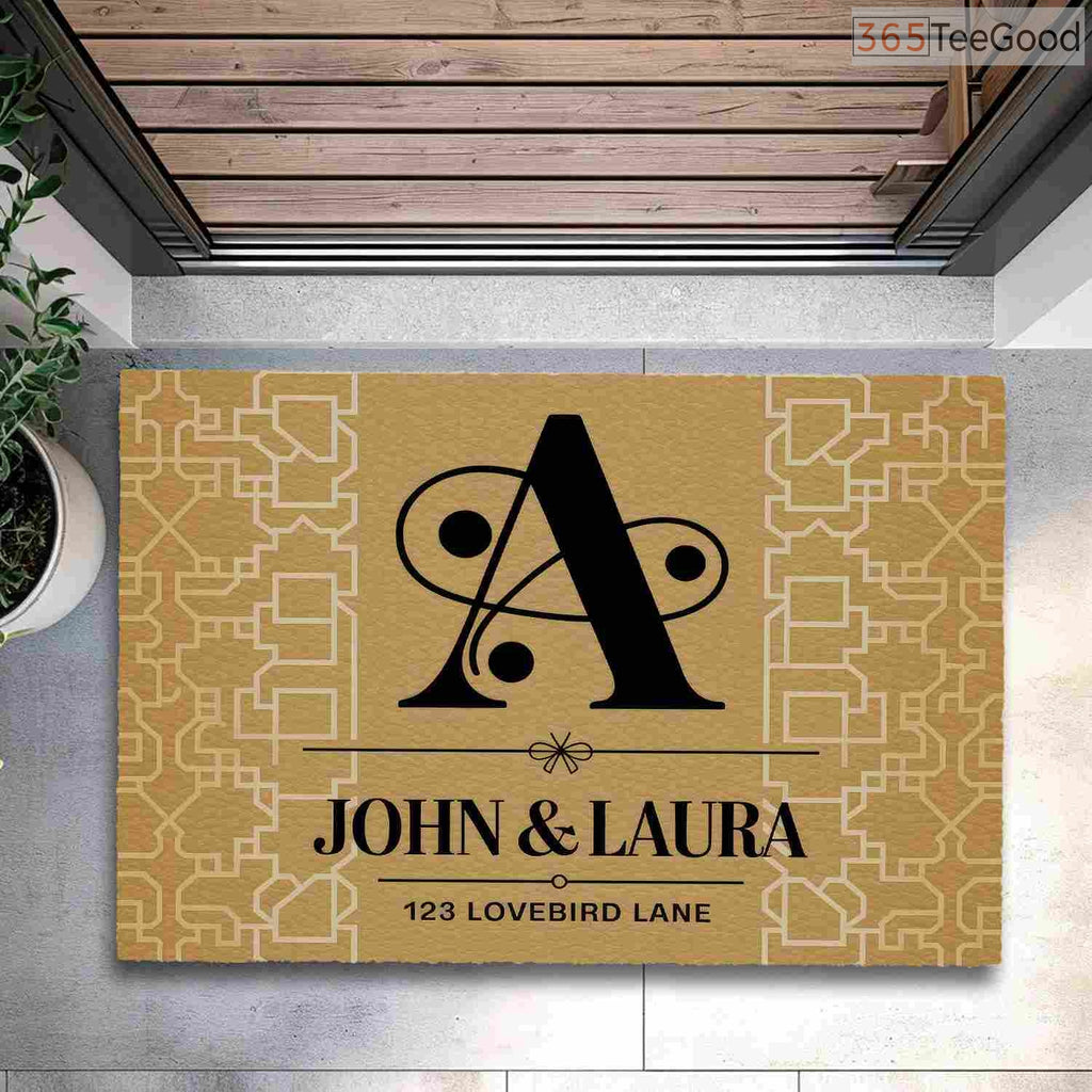 Personalized Initial A Family Doormat Custom Text - Stylish Front Door Decor for Home Entry