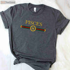 Pisces Zodiac Graphic Tee - February March Astrology Birthday Shirt for Adults