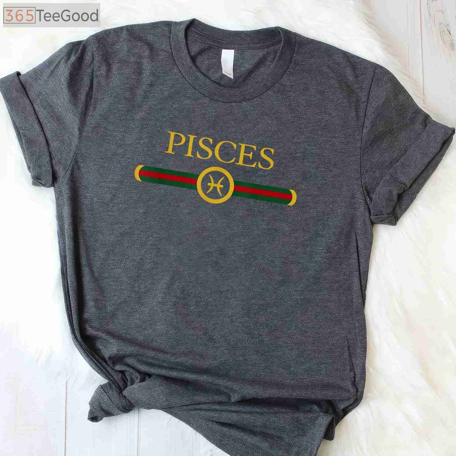 Pisces Zodiac Graphic Tee - February March Astrology Birthday Shirt for Adults