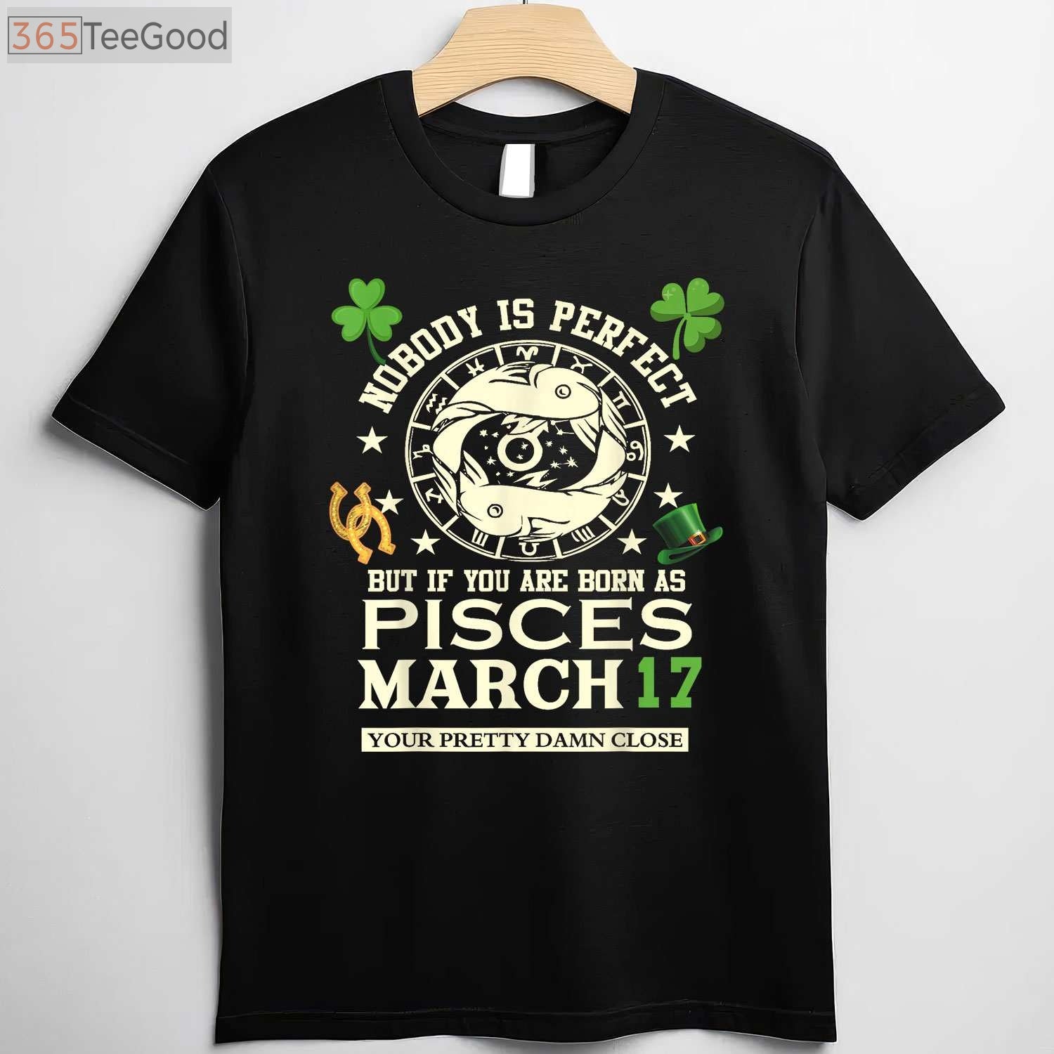 Pisces Zodiac March Birthday T-Shirt, March 17 St Patrick’s Day Birthday Party Gift Tee