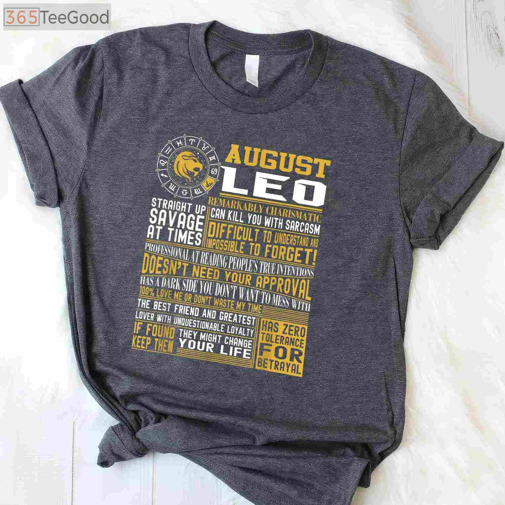 Premium Leo Zodiac Sign Birthday Shirt - Best August Born Horoscope Apparel