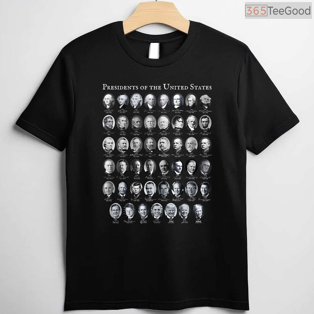 Presidents of The United States T-Shirt Educational US History Chart Shirt for Teachers Students