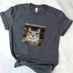 Rage Is Consuming Me Funny Cat Meme Tee Silly Staring Cat T-Shirt for Adults Unisex