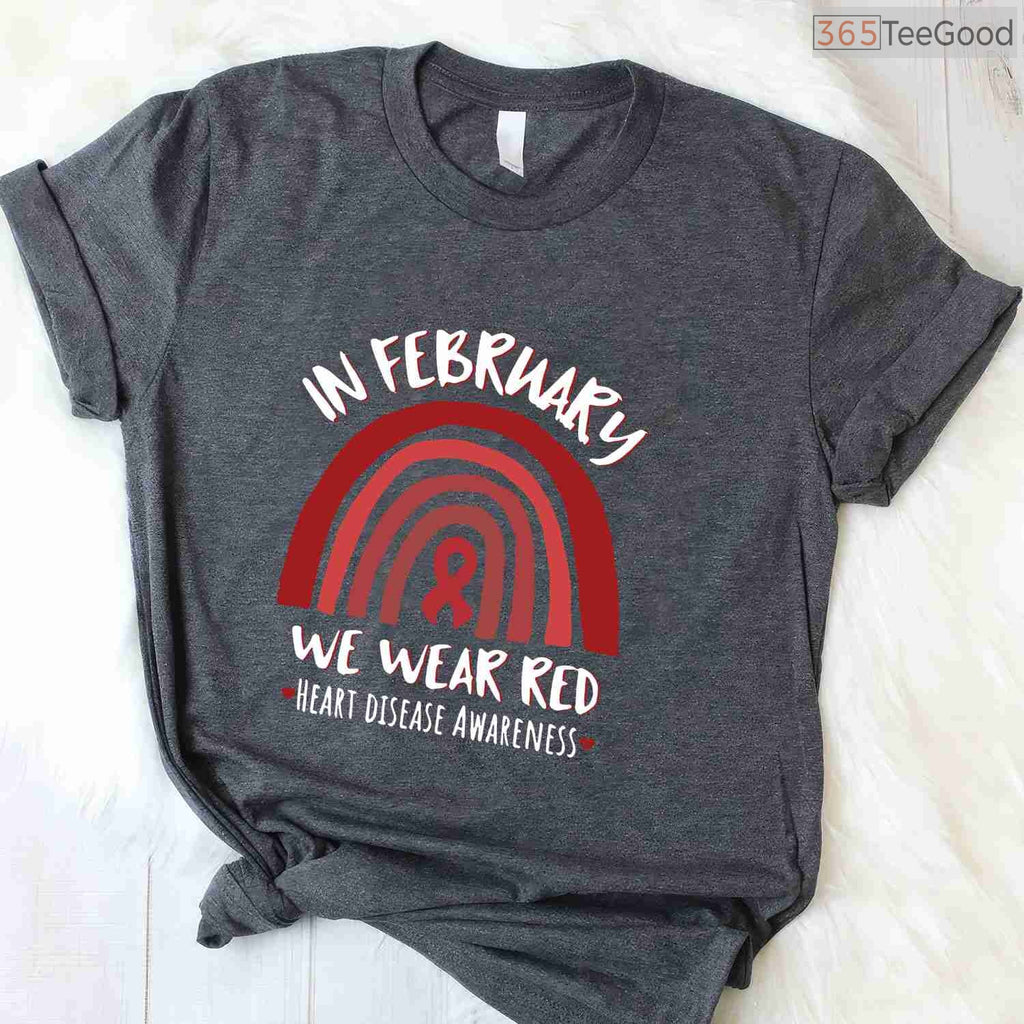 Rainbow Heart Disease Awareness Long Sleeve – February We Wear Red