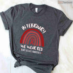 Rainbow Heart Disease Awareness Long Sleeve – February We Wear Red