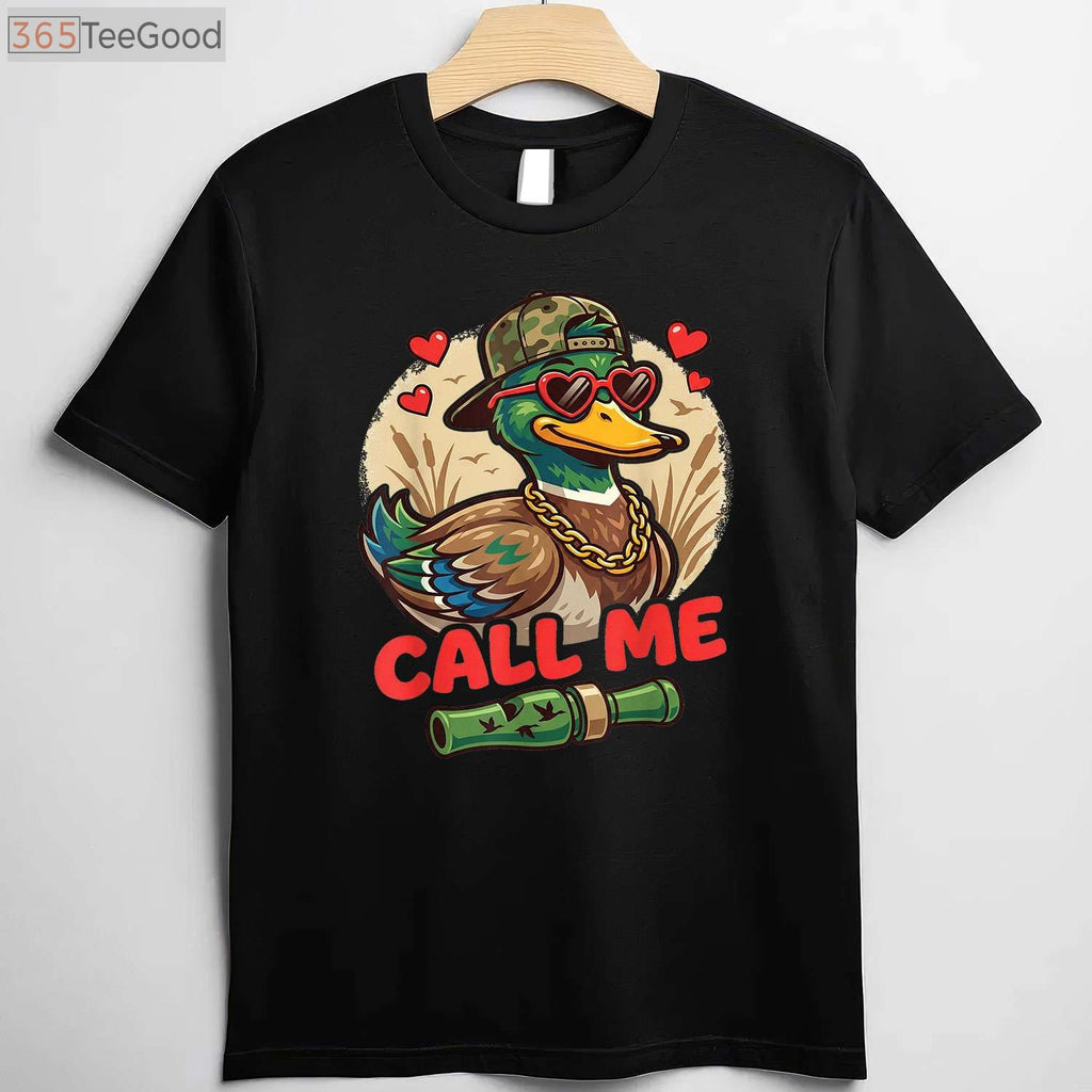 Retro Call Me Duck Hunting Shirt, Funny Valentine’s Day Waterfowl Hunter Gift