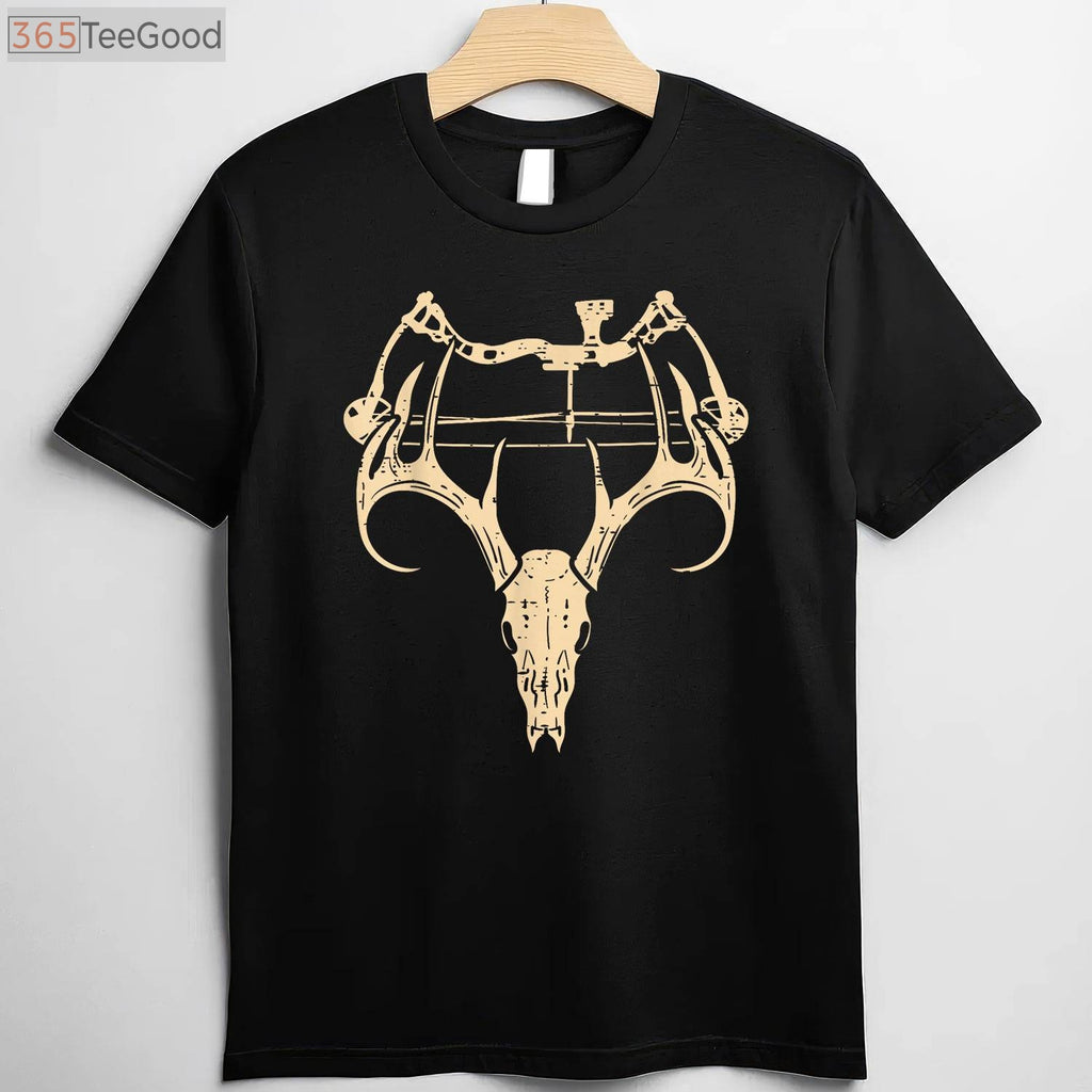 Retro Compound Bow Archery Hunting Shirt, Vintage Deer Skull Archer Dad Tee