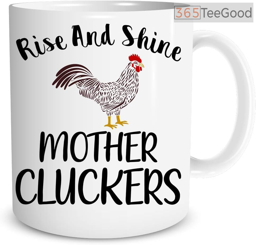 Rise And Shine Mother Cluckers Ceramic Mug – Funny Rooster Chicken Coffee Mug for Women