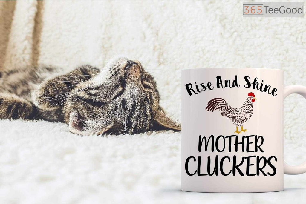 Rise And Shine Mother Cluckers Ceramic Mug – Funny Rooster Chicken Coffee Mug for Women