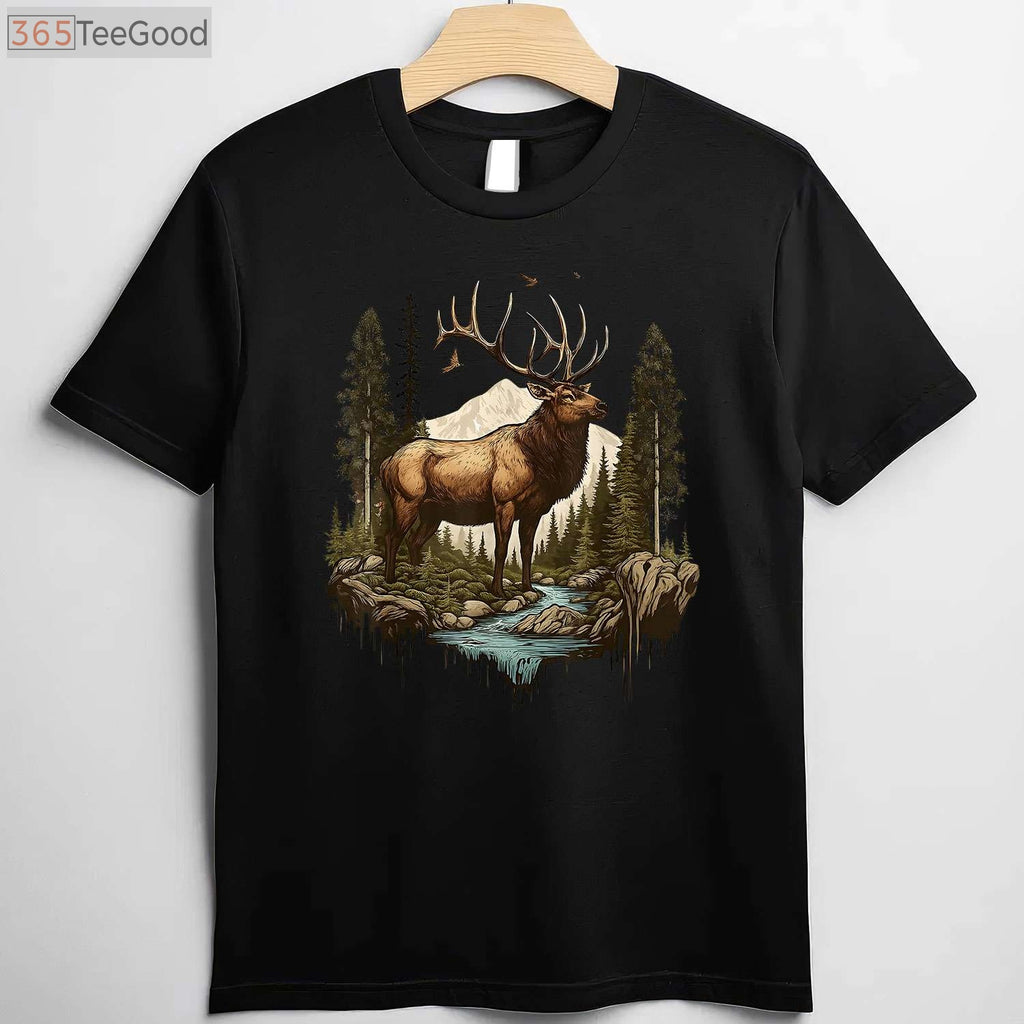 Rocky Mountain Elk Hunting Shirt, Outdoor Camping and Forest Adventure Tee
