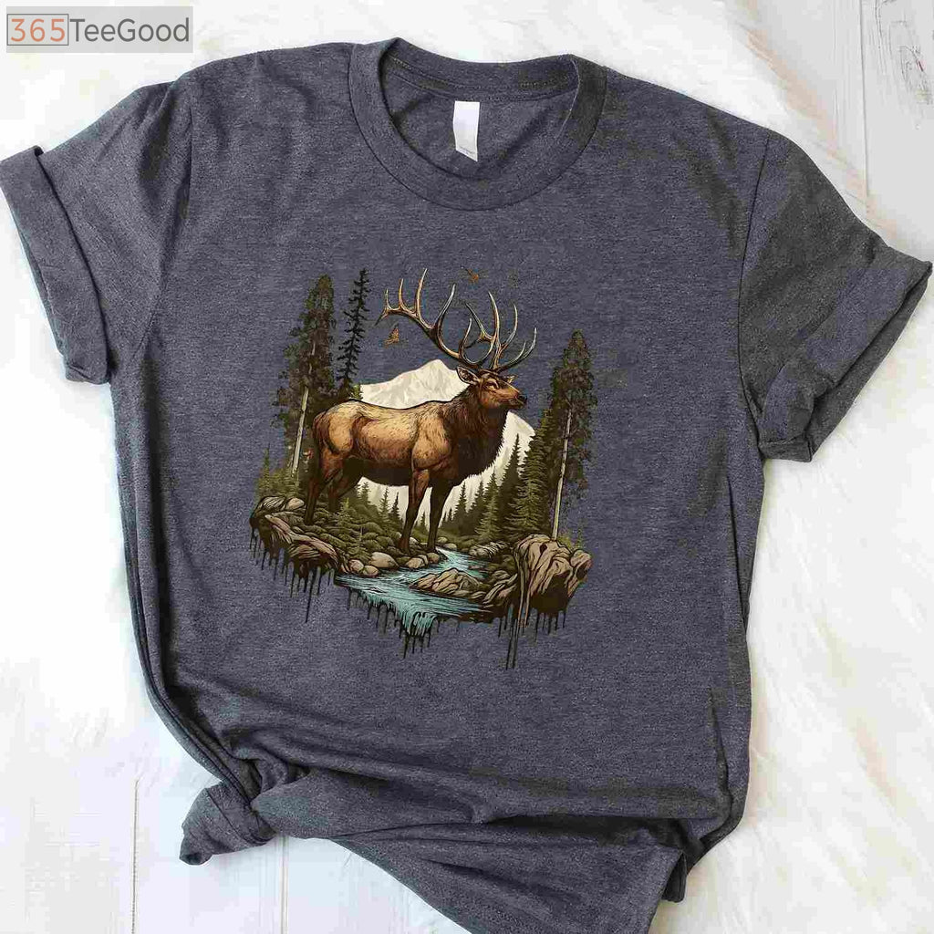 Rocky Mountain Elk Hunting Shirt, Outdoor Camping and Forest Adventure Tee