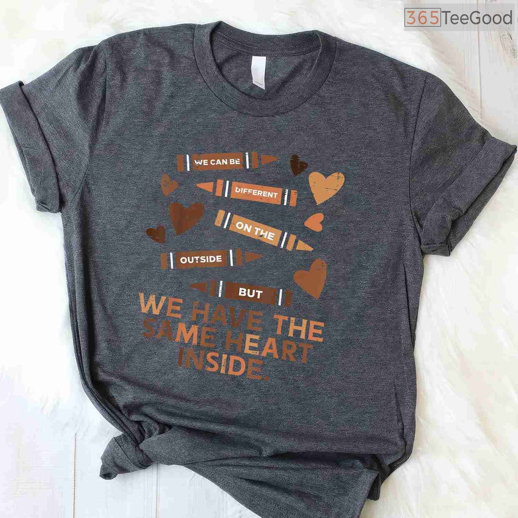 Same Heart Different Skin T-Shirt Black History Month African American Unity Shirt for Women
