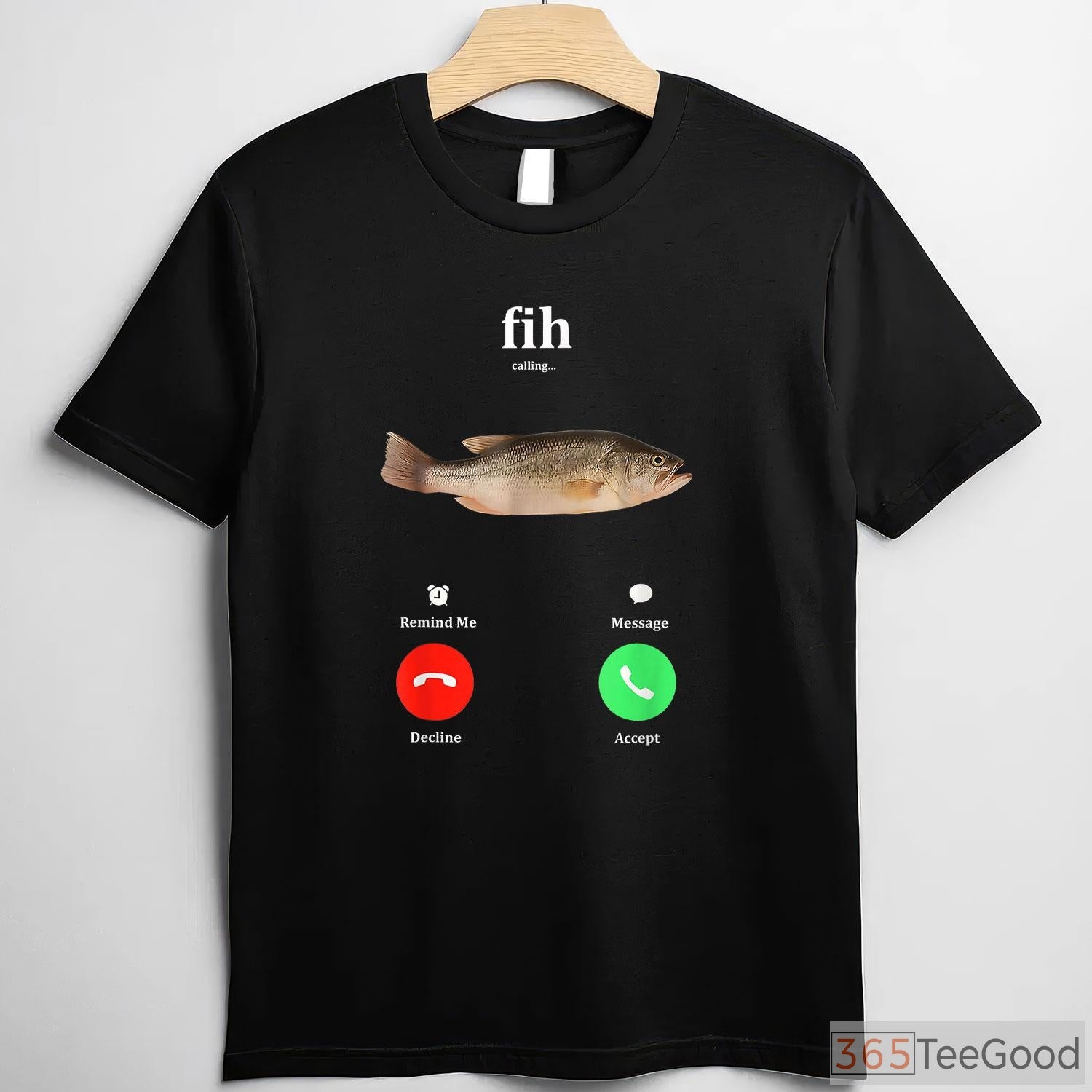 Sarcastic Fih Calling Fishing Shirt, Humorous Cell Phone Reject Fish Graphic Tee