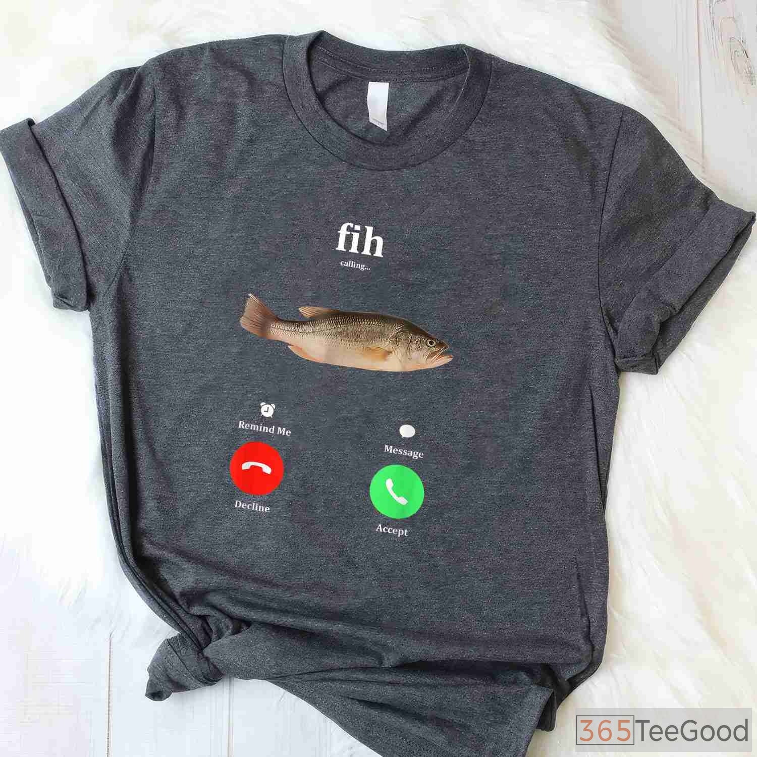 Sarcastic Fih Calling Fishing Shirt, Humorous Cell Phone Reject Fish Graphic Tee