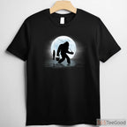 Sasquatch Night Fishing T-Shirt, Funny Bigfoot Lake Life Apparel for Adults