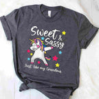 Sassy Like My Grandma Unicorn T-Shirt Tee Matching Nana and Granddaughter Family Gift