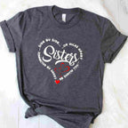 Side by Side or Miles Apart Sisters Connected by Heart T-Shirt Tee Long Distance Sister Gift