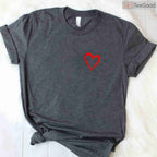 Simple Red Heart Design T-Shirt for Couples, Minimalist Love Symbol Valentine Day Shirt for Men Women