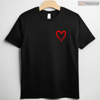 Simple Red Heart Design T-Shirt for Couples, Minimalist Love Symbol Valentine Day Shirt for Men Women