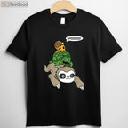 Sloth Turtle Snail Piggyback T-Shirt - Funny Animal Running Wild Graphic