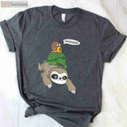 Sloth Turtle Snail Piggyback T-Shirt - Funny Animal Running Wild Graphic