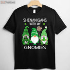 St Patrick’s Day Lucky Shamrock Leopard Gnome T-Shirt for Irish Women